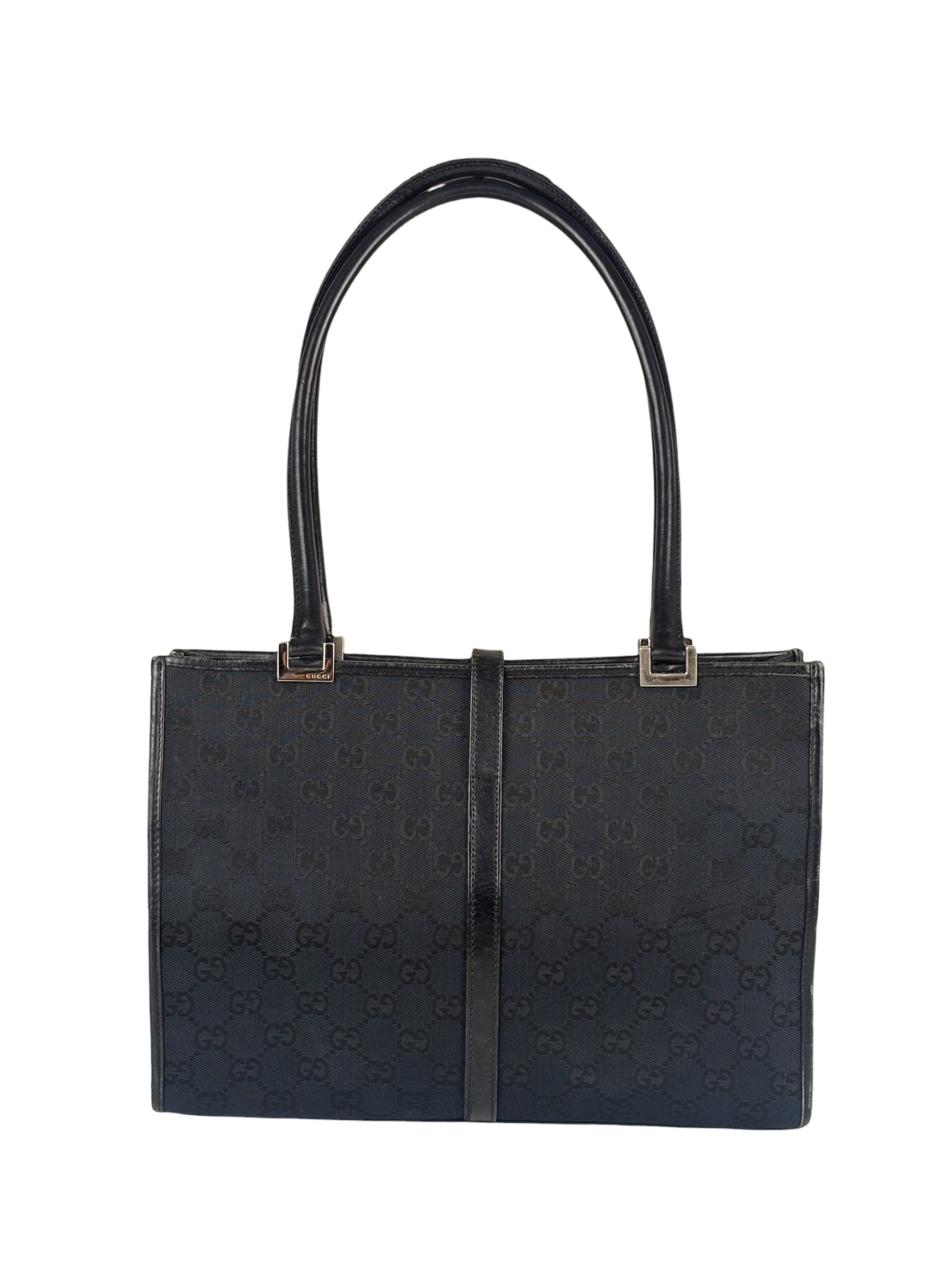 Gucci GG Black Canvas Vintage Jackie Tote Handbag