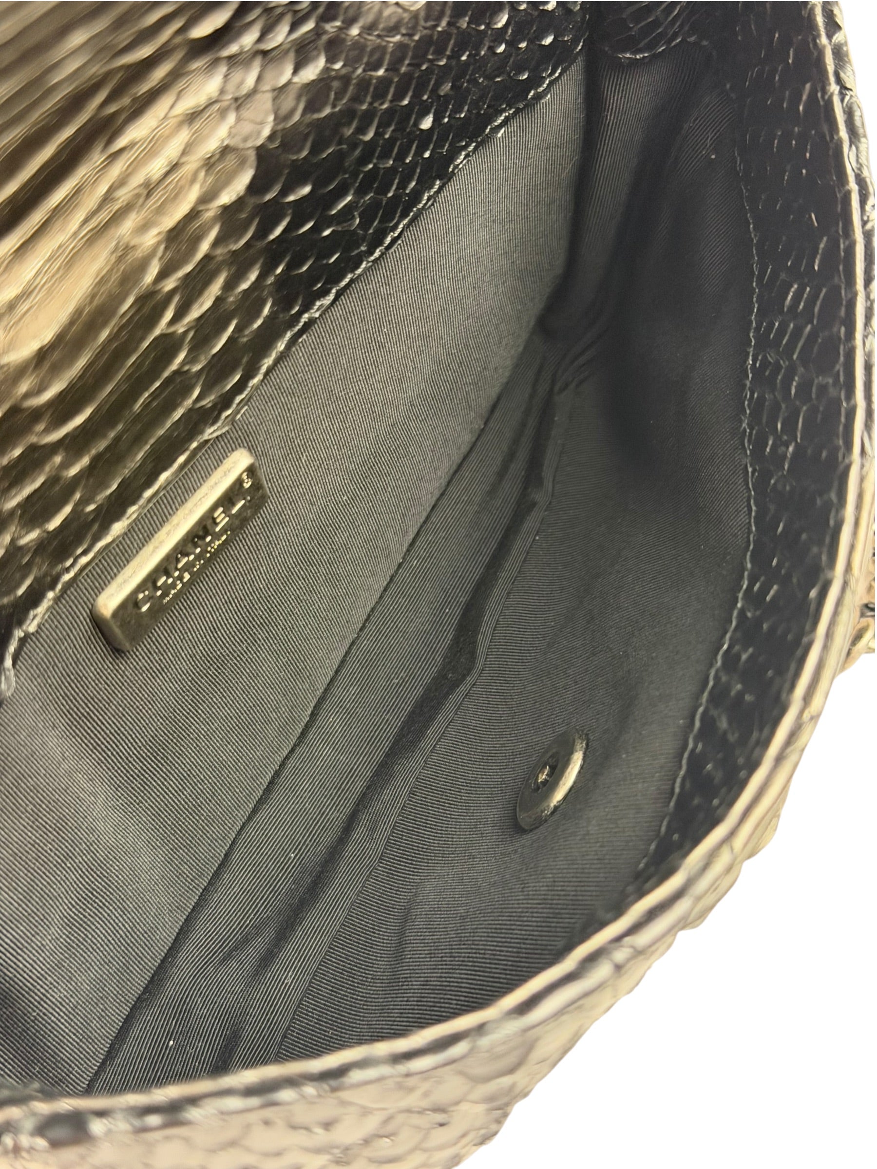 Chanel Black Python Leather Kiss-Lock Flap Bag 2015