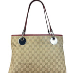 Gucci Vintage GG Canvas Pink Trim Shoulder Bag