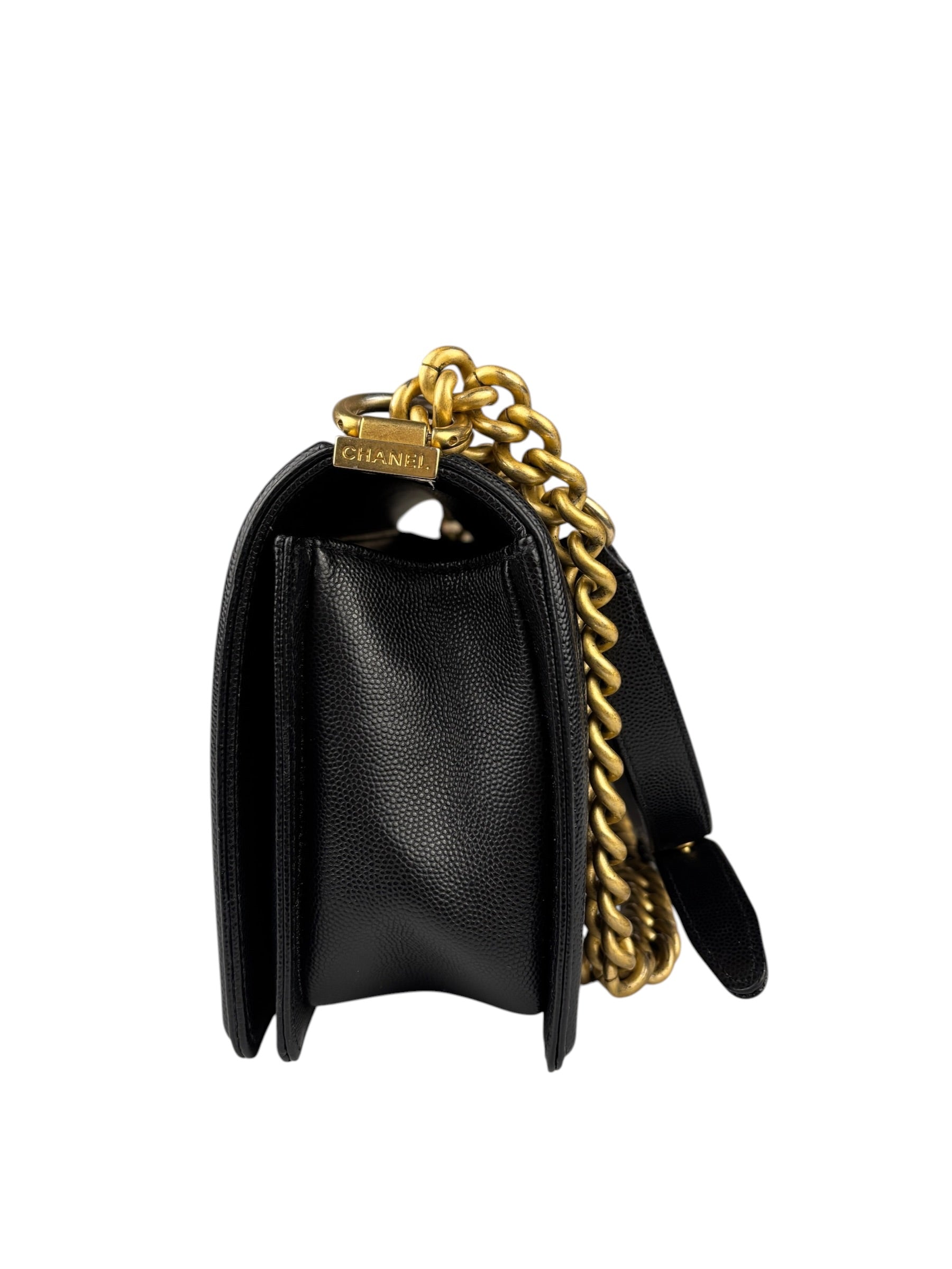 Chanel Black Caviar Leather Boy Bag