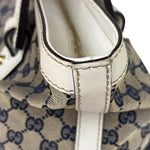 Gucci Navy Leather Trim GG Sherry Line Heritage Shoulder Bag