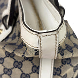 Gucci Navy Leather Trim GG Sherry Line Heritage Shoulder Bag