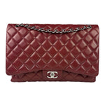 Chanel Burgundy Quilted Leather Jumbo Classic Double Flap Bag 2011