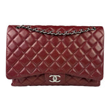 Chanel Burgundy Quilted Leather Jumbo Classic Double Flap Bag 2011