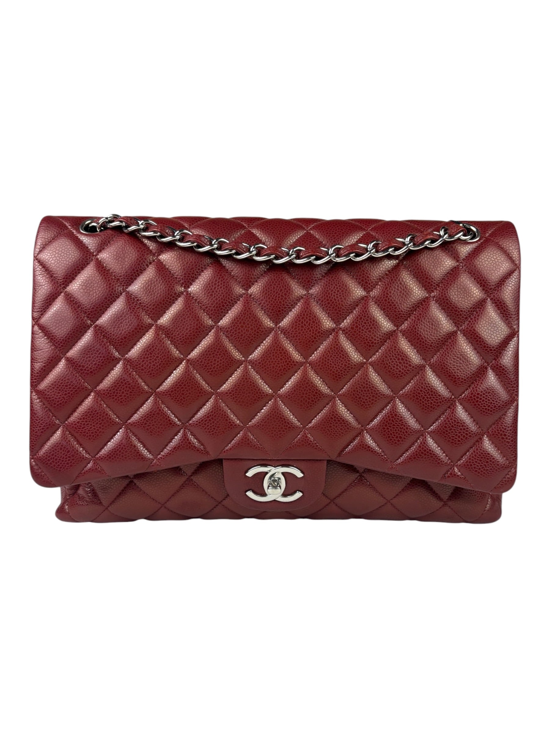 Chanel Burgundy Quilted Leather Jumbo Classic Double Flap Bag 2011