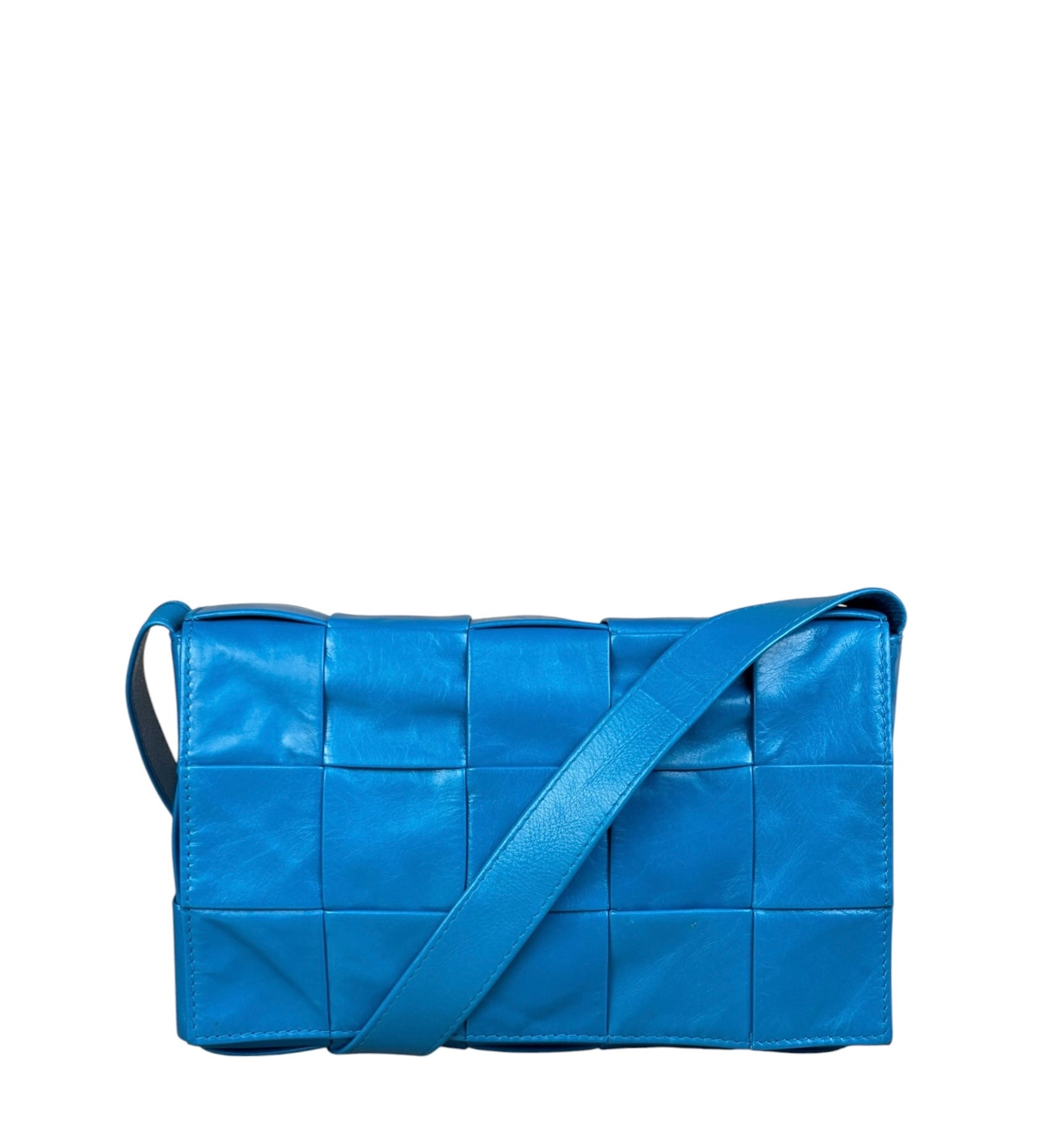 Bottega Veneta Cyan Leather Cassete Bag
