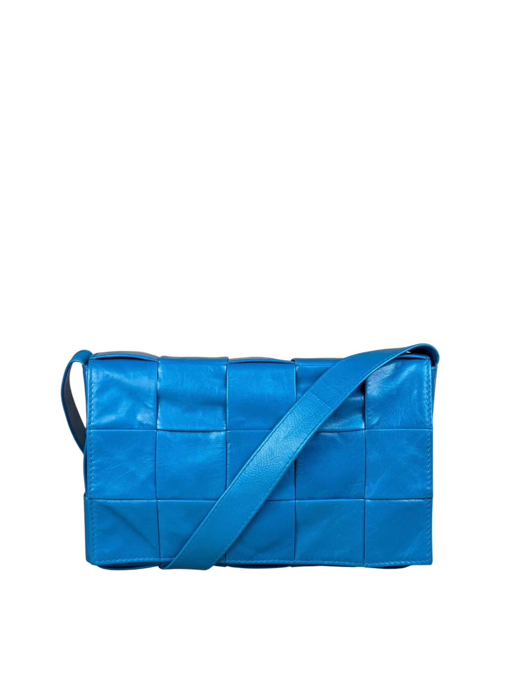 Bottega Veneta Cyan Leather Cassete Bag