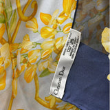 Christian Dior Dark Blue Borders Architectural Scroll Silk Scarf