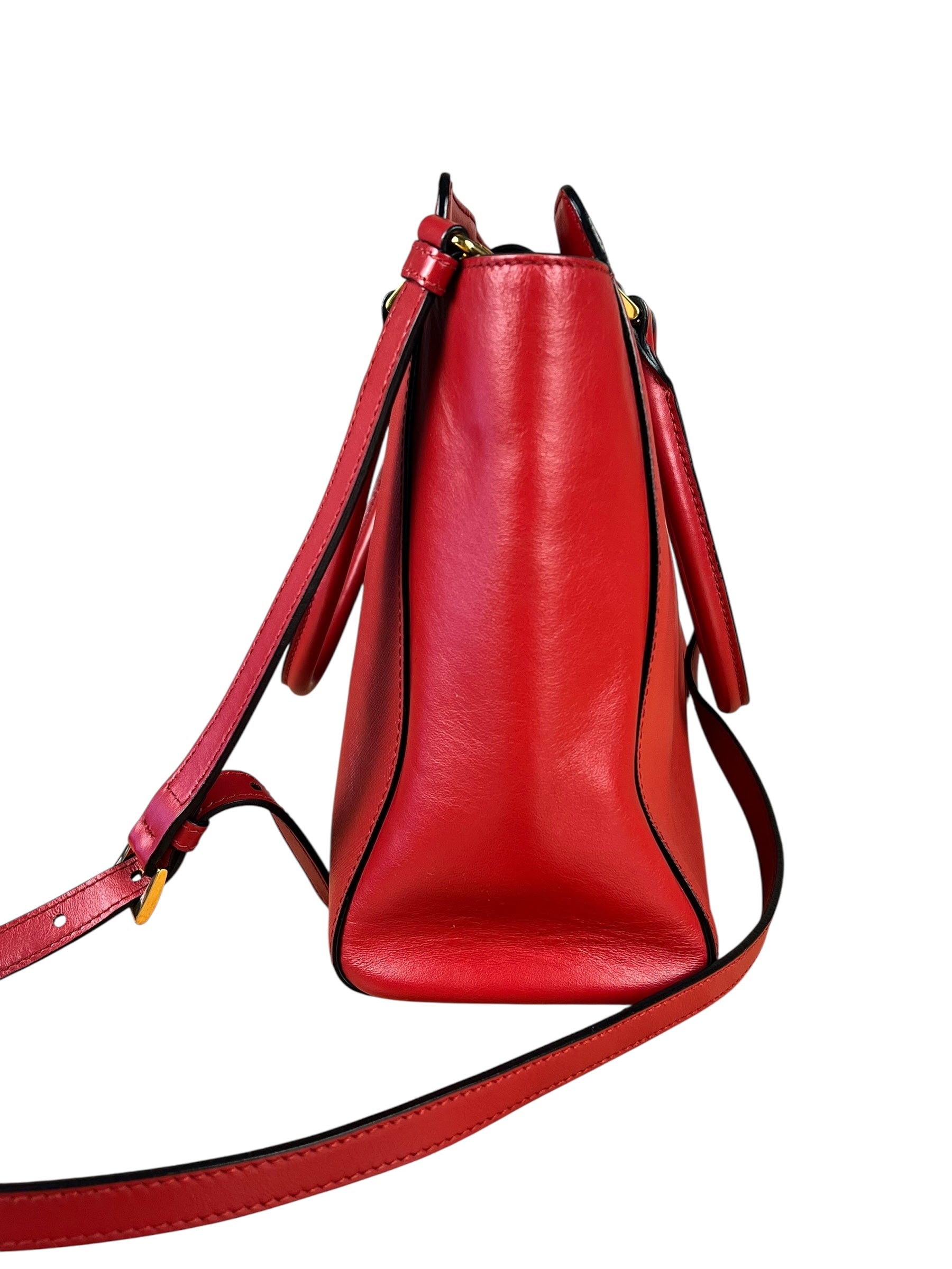 Prada Red Saffiano Leather 2Way Tote