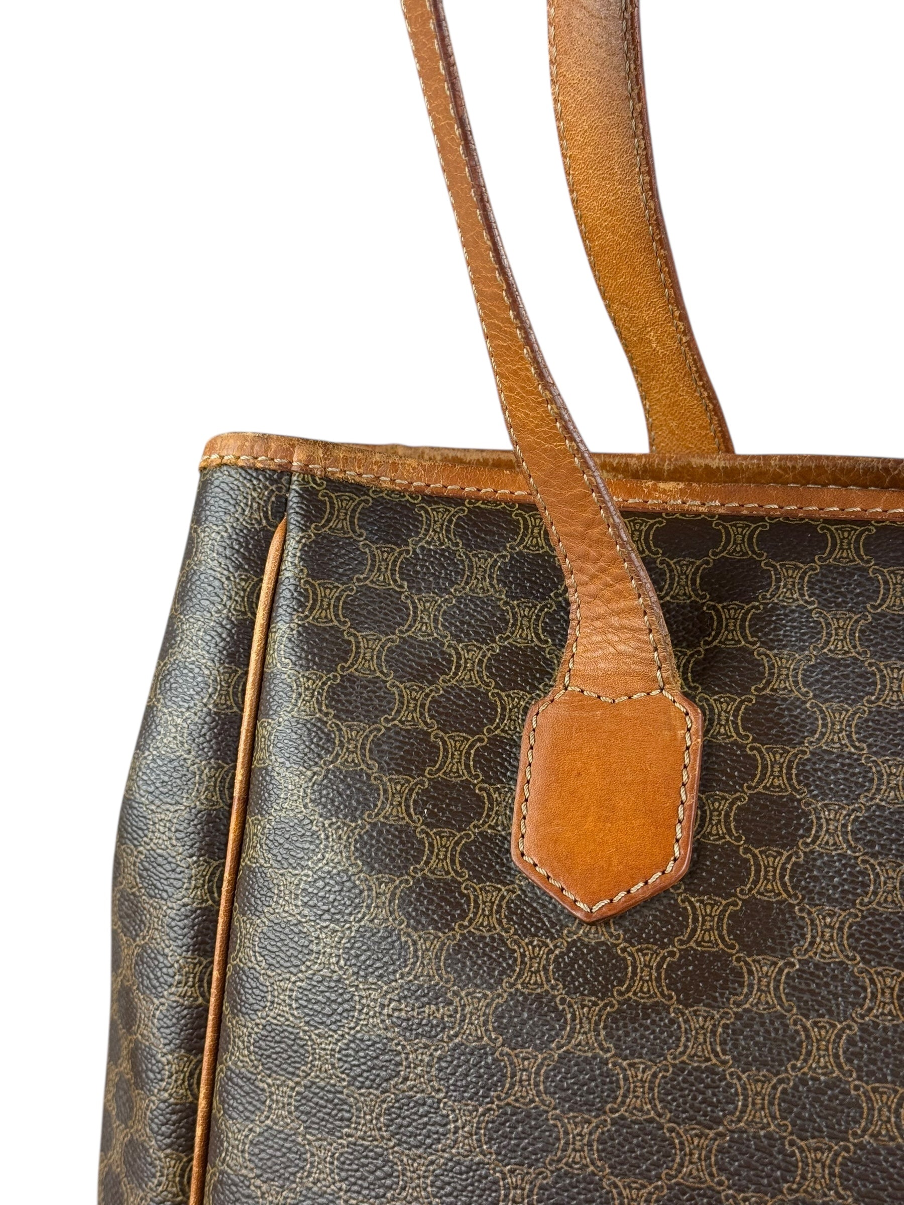 Celine Vintage Macadam Canvas Shoulder Tote