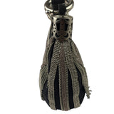 Chole Black Nylon Chain-Link Crescent Mini Hobo Bag
