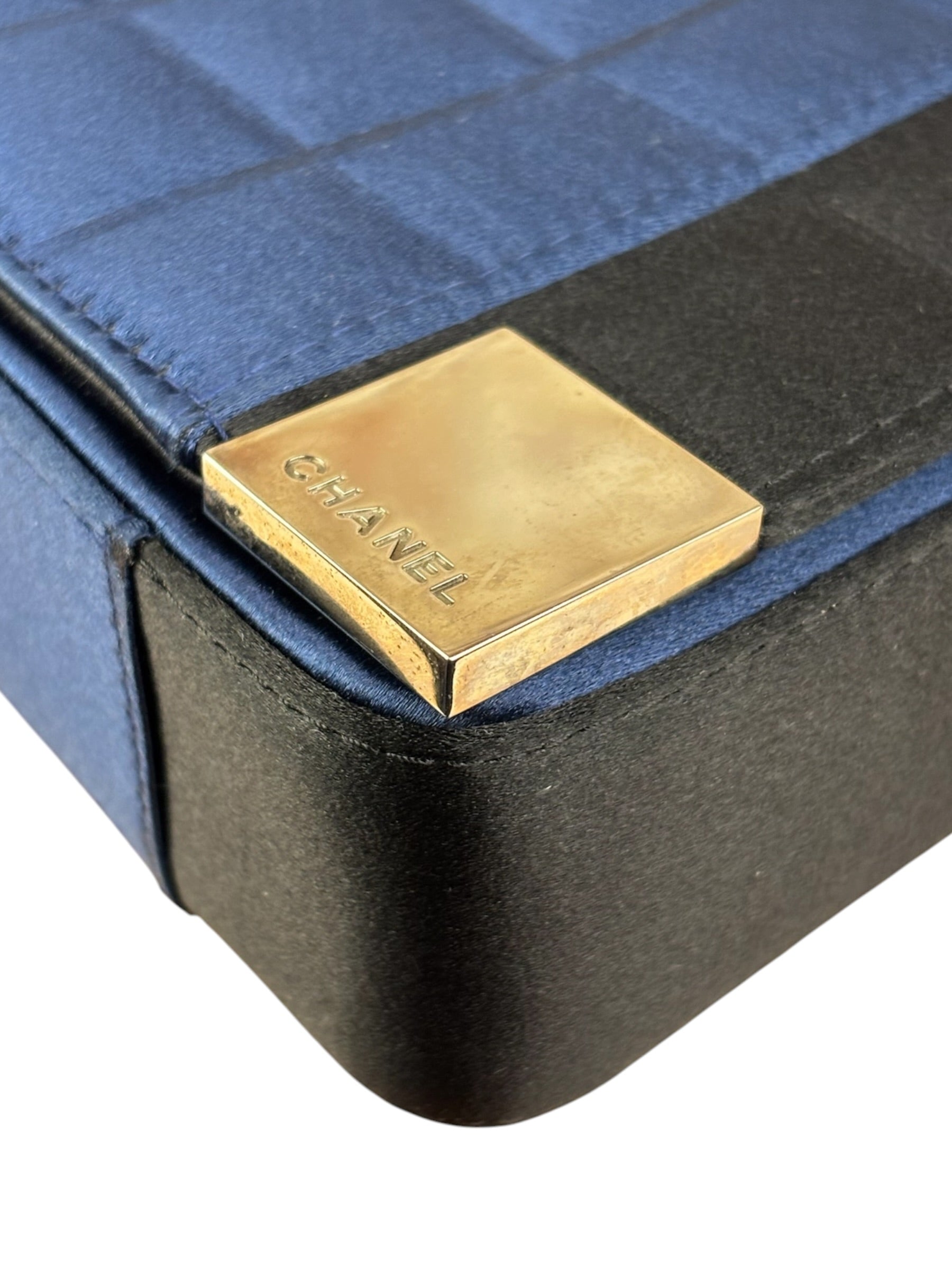 Chanel Bicolor Satin Chocolate Bar Flap Bag 2002