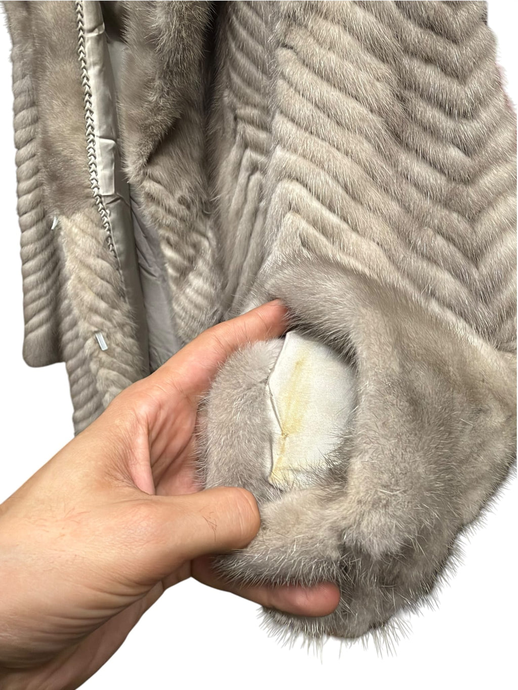 Vintage Grey Chevron Mink Fur Coat