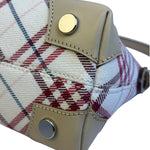 Burberry White/Beige Leather Trim Nova Check Pochette