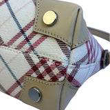 Burberry White/Beige Leather Trim Nova Check Pochette