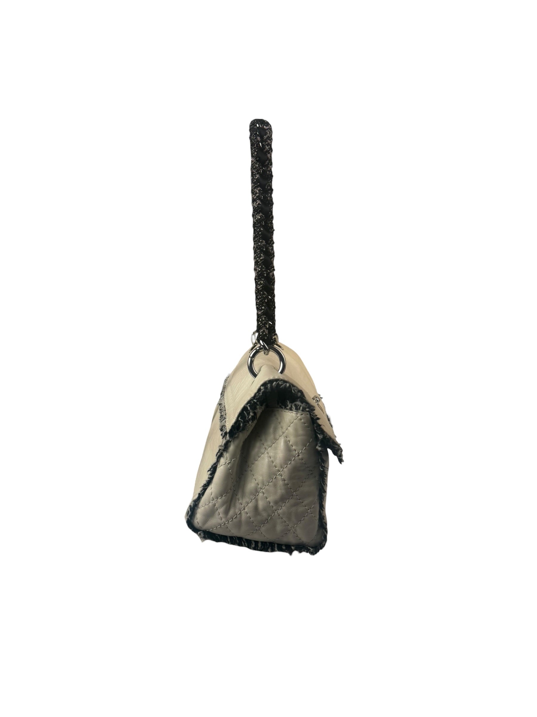 Chanel Cream Lambskin Funny Tweed Flap Bag 2009