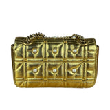 Gucci Gold GG Marmont Pearl Studded Mini Flap Bag