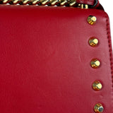 Gucci Red Leather Pearl Studded Padlock Shoulder Bag