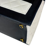 Chanel Vintage White/Black Quilted Lambskin Trapezoid Flap Bag 1990's