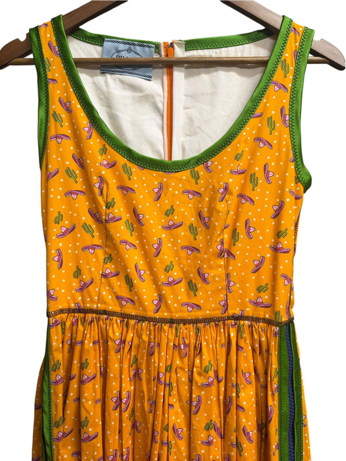 Prada SS 2017 Cactus Print Cotton Blend Zipper Dress