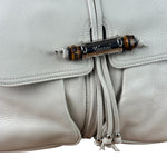 Gucci White Leather Bamboo Jungle Shoulder Bag