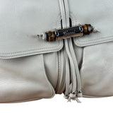 Gucci White Leather Bamboo Jungle Shoulder Bag