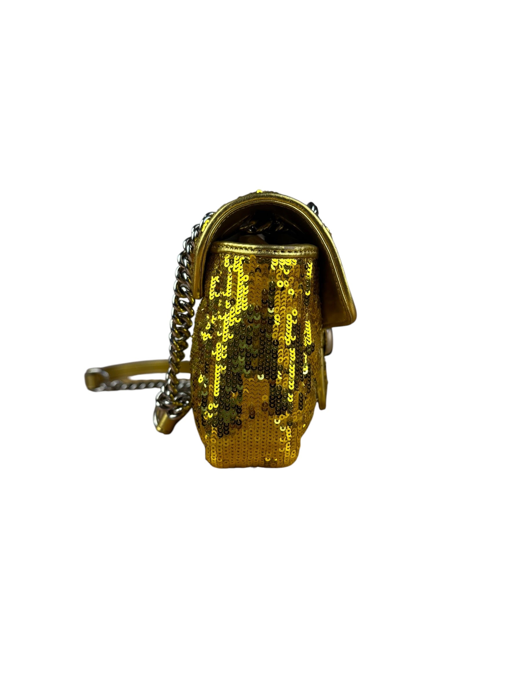 Gucci GG Marmont Gold Sequin Chain Shoulder Bag