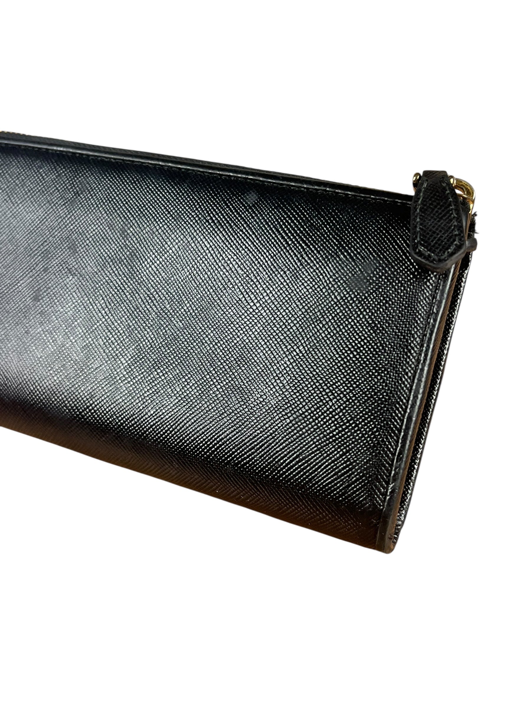 Prada Black Saffiano Leather Long Wallet