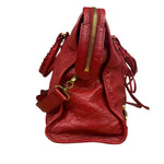 Balenciaga Red Leather Moto City Shoulder Bag Medium