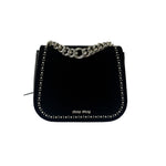 Miu Miu Dahlia Studded Black Velour Two-way Bag