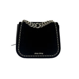 Miu Miu Dahlia Studded Black Velour Two-way Bag