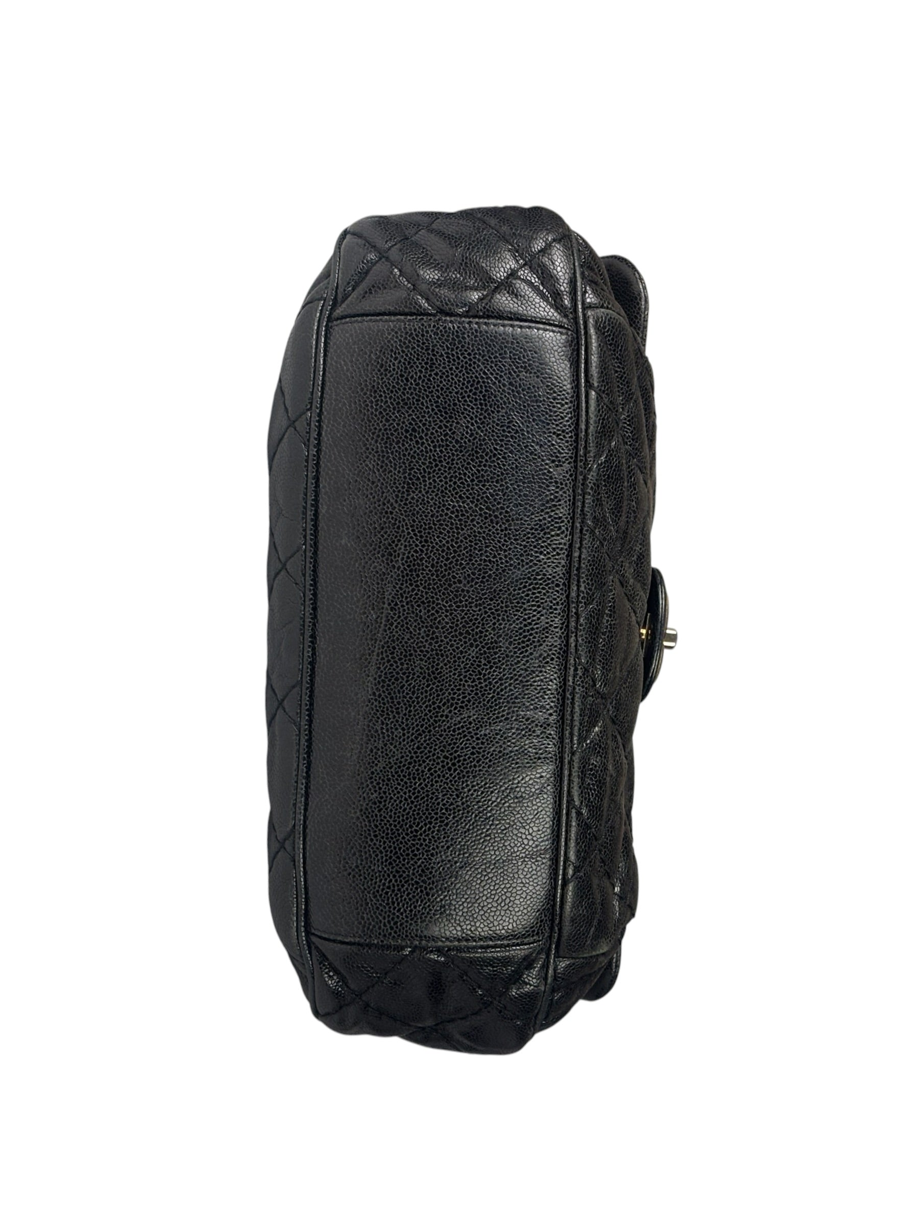Chanel Black Caviar Quilted Coco Pleats Flap Two-Way Bag 2012