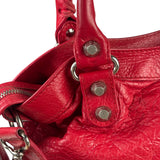 Balenciaga Red Leather Motocross City Two-Way Bag