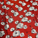 Fendi Red Rose Patterned Silk Scarf