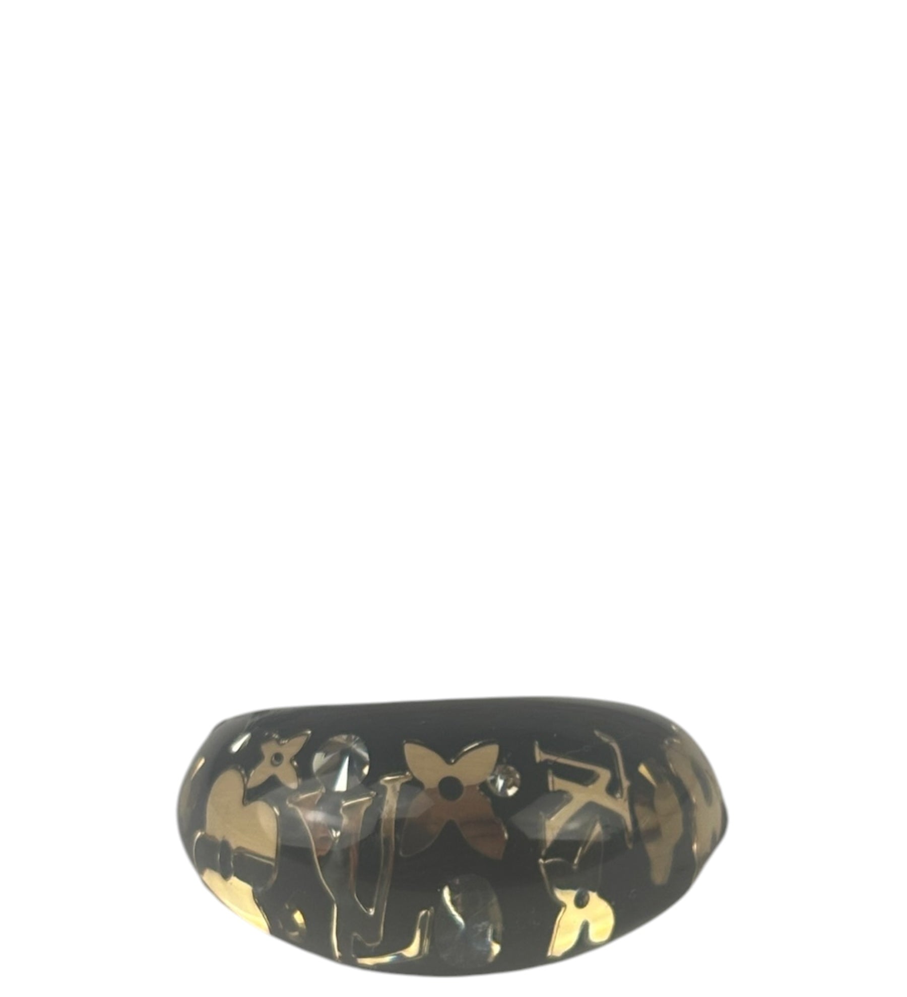 Louis Vuitton Black/Gold Crystal & Resin Inclusion Ring