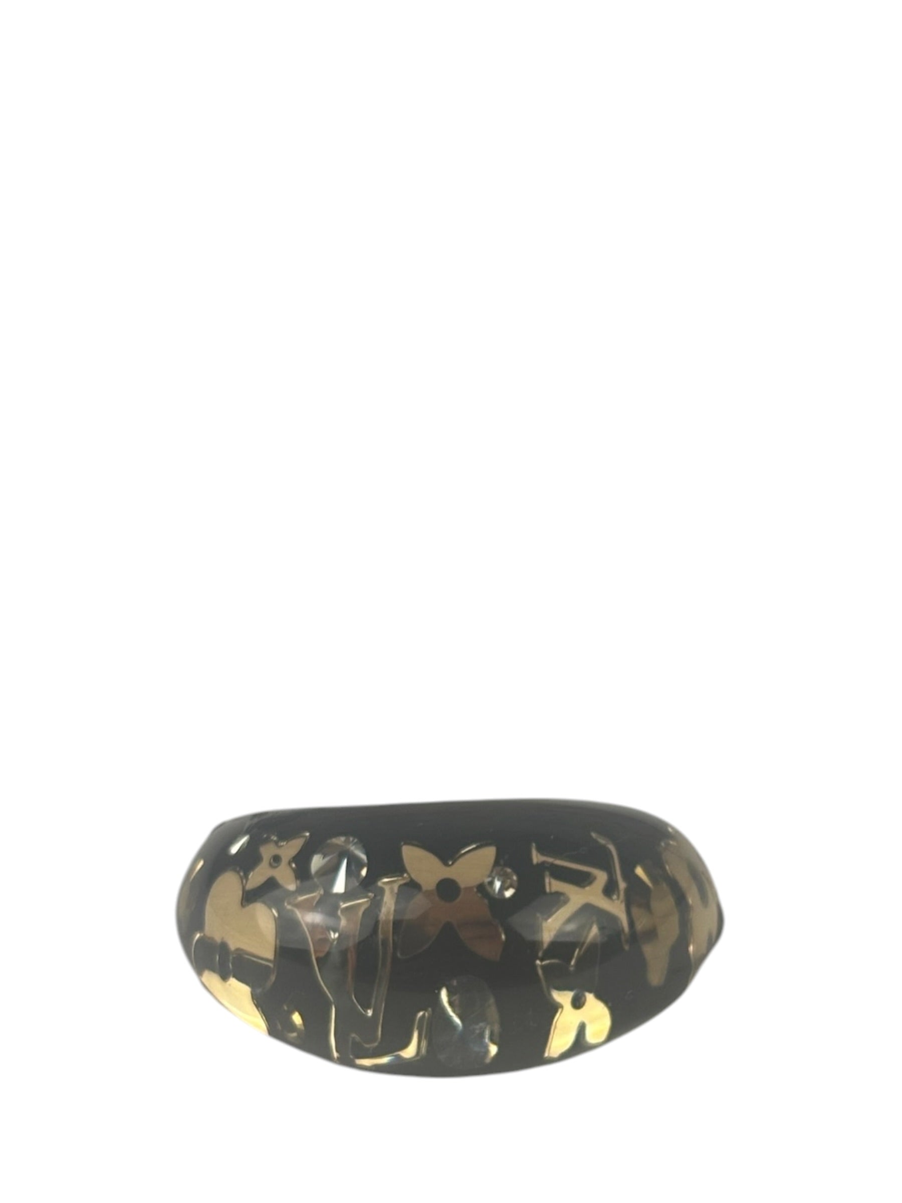 Louis Vuitton Black/Gold Crystal & Resin Inclusion Ring