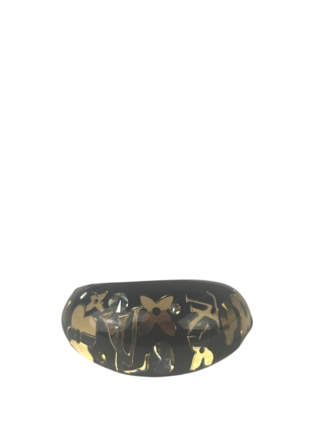 Louis Vuitton Black/Gold Crystal & Resin Inclusion Ring