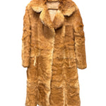 T.K Special Fur Brown/Cream Rabbit Fur Long Coat