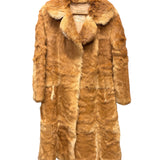 T.K Special Fur Brown/Cream Rabbit Fur Long Coat