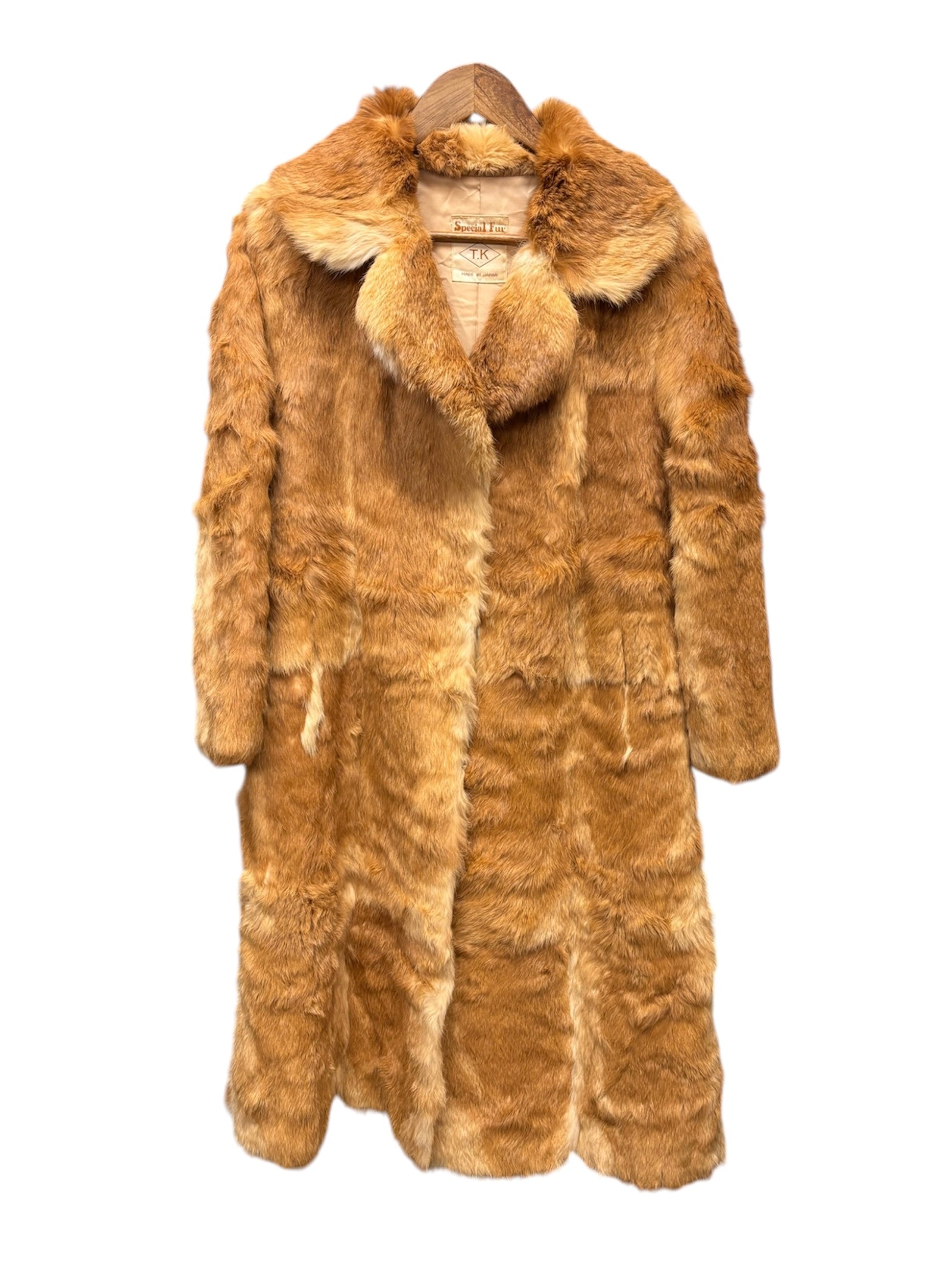 T.K Special Fur Brown/Cream Rabbit Fur Long Coat