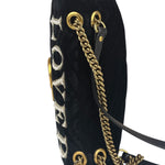 Gucci Black Velvet Marmont Floral Embroidered Shoulder Bag