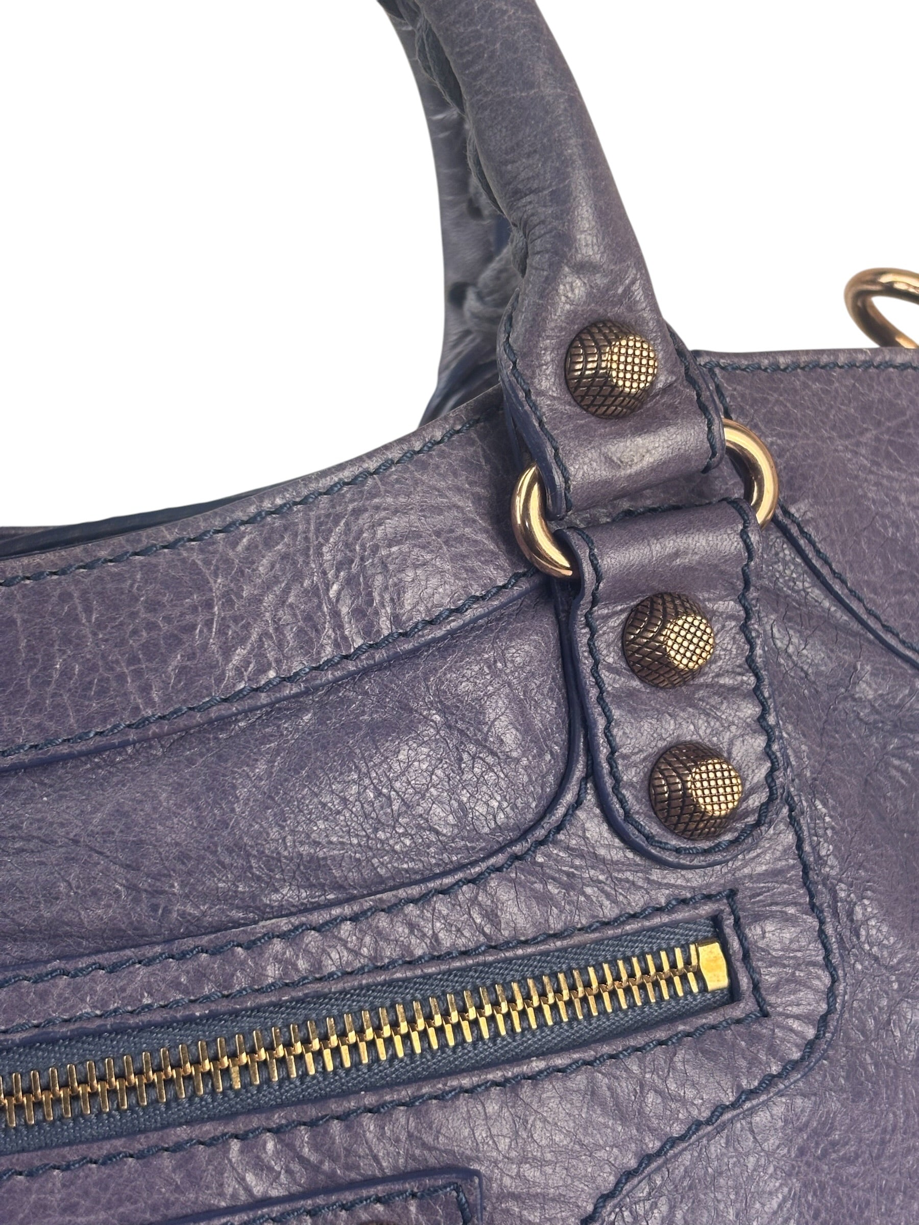 Balenciaga Purple Leather City Two-Way Bag