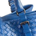 Bottega Venete Blue Lambskin Intrecciato Roma Tote