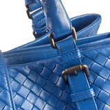 Bottega Venete Blue Lambskin Intrecciato Roma Tote