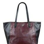Prada Black/Burgundy Leather Shoulder Tote