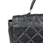 Chanel Black Quilted Caviar Kelly Top Handle Bag 90s