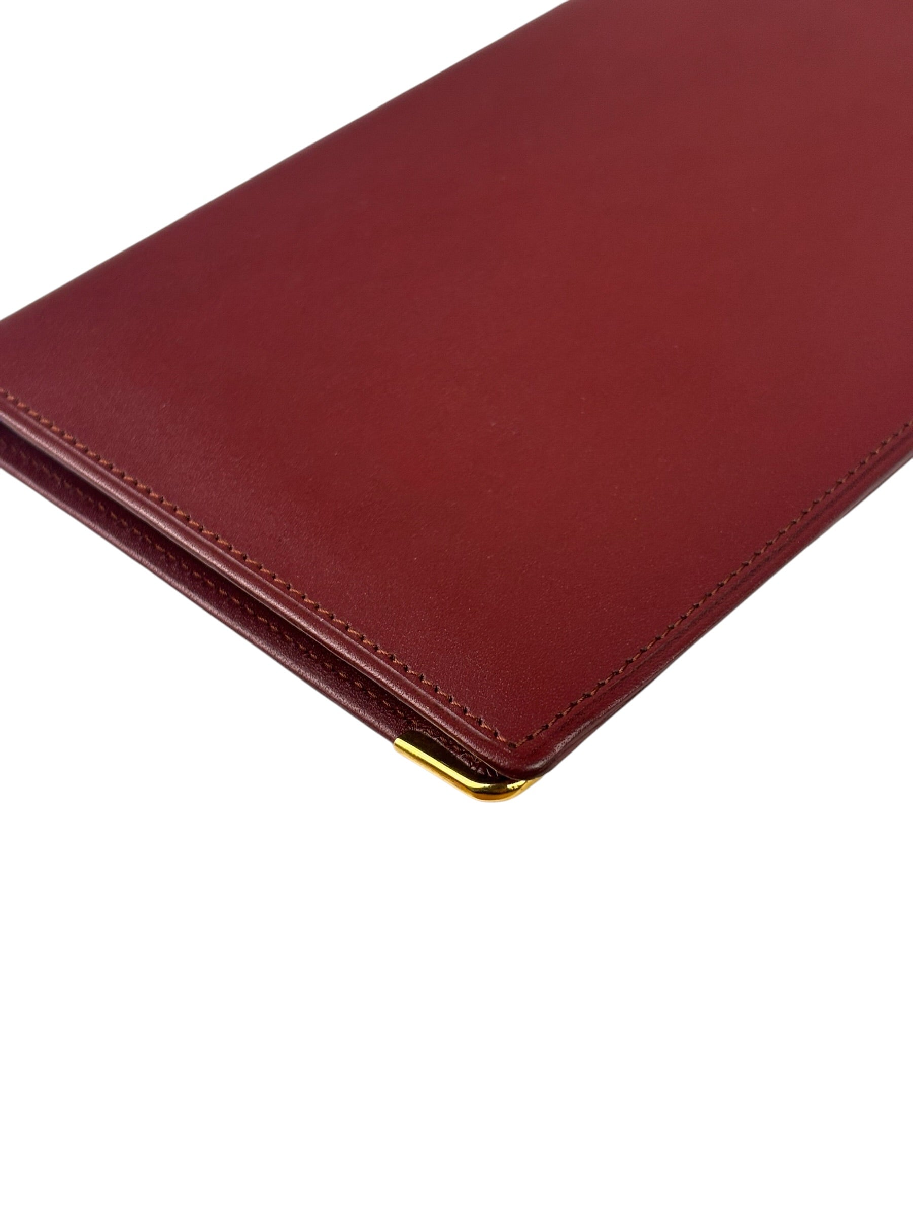 Cartier Vintage Burgundy Leather Bordeaux Bi-Fold Long Wallet