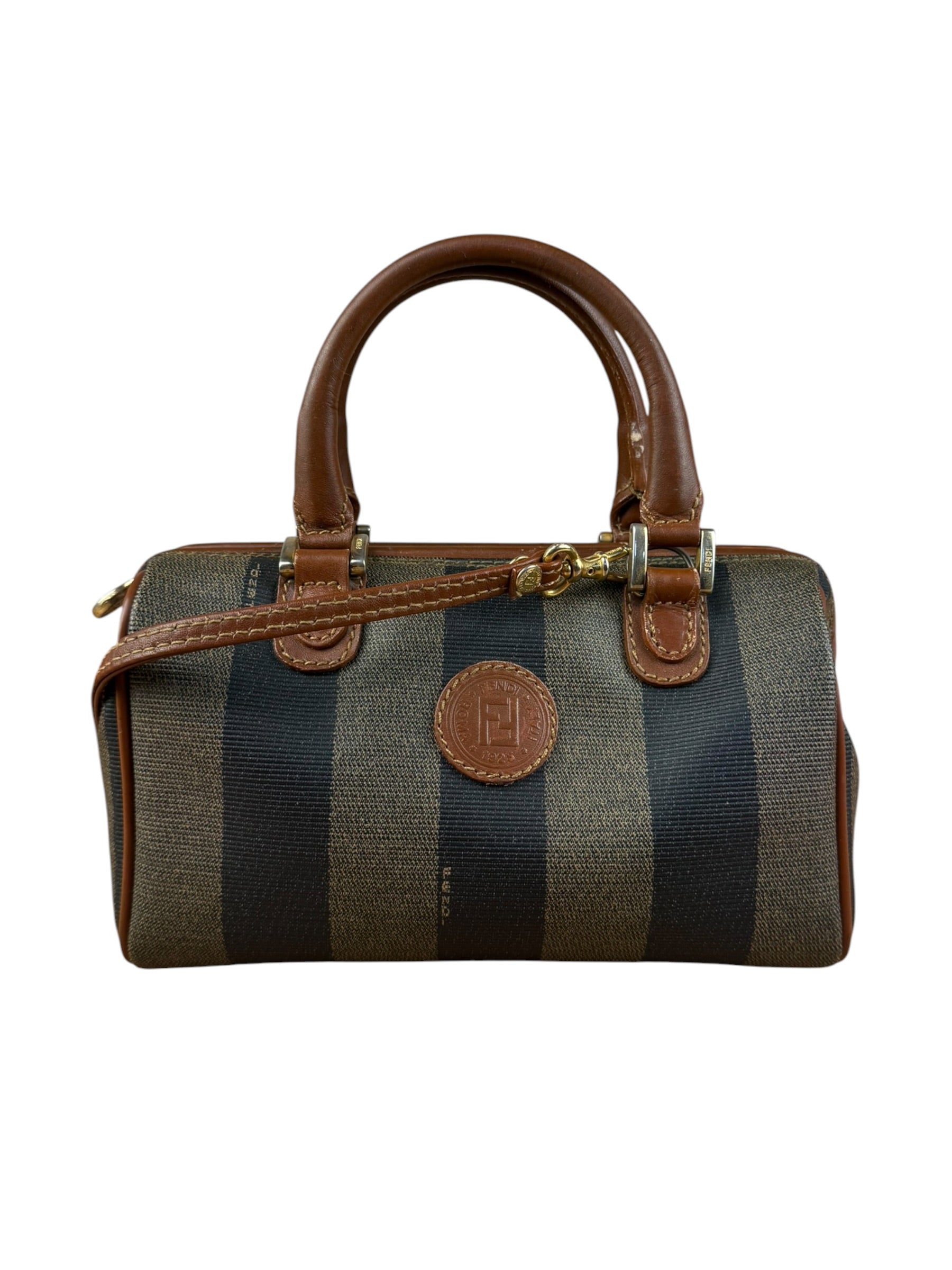 Fendi Vintage Pequin Stripped Nano Boston Bag