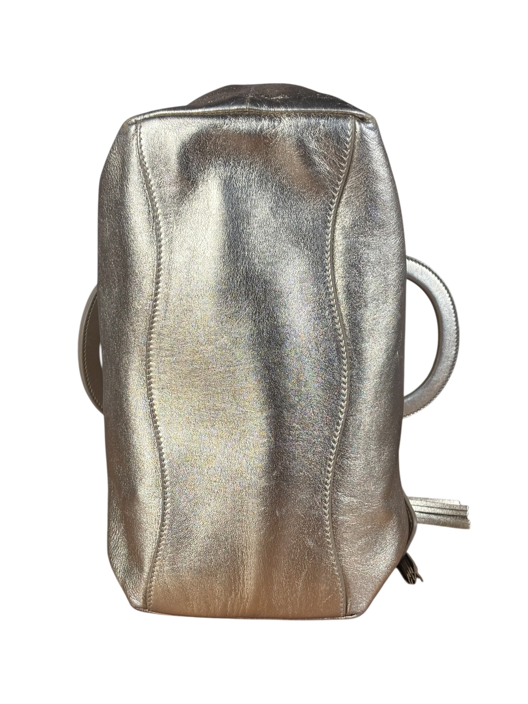 Prada Vintage Metallic Gold Leather Satchel Handbag