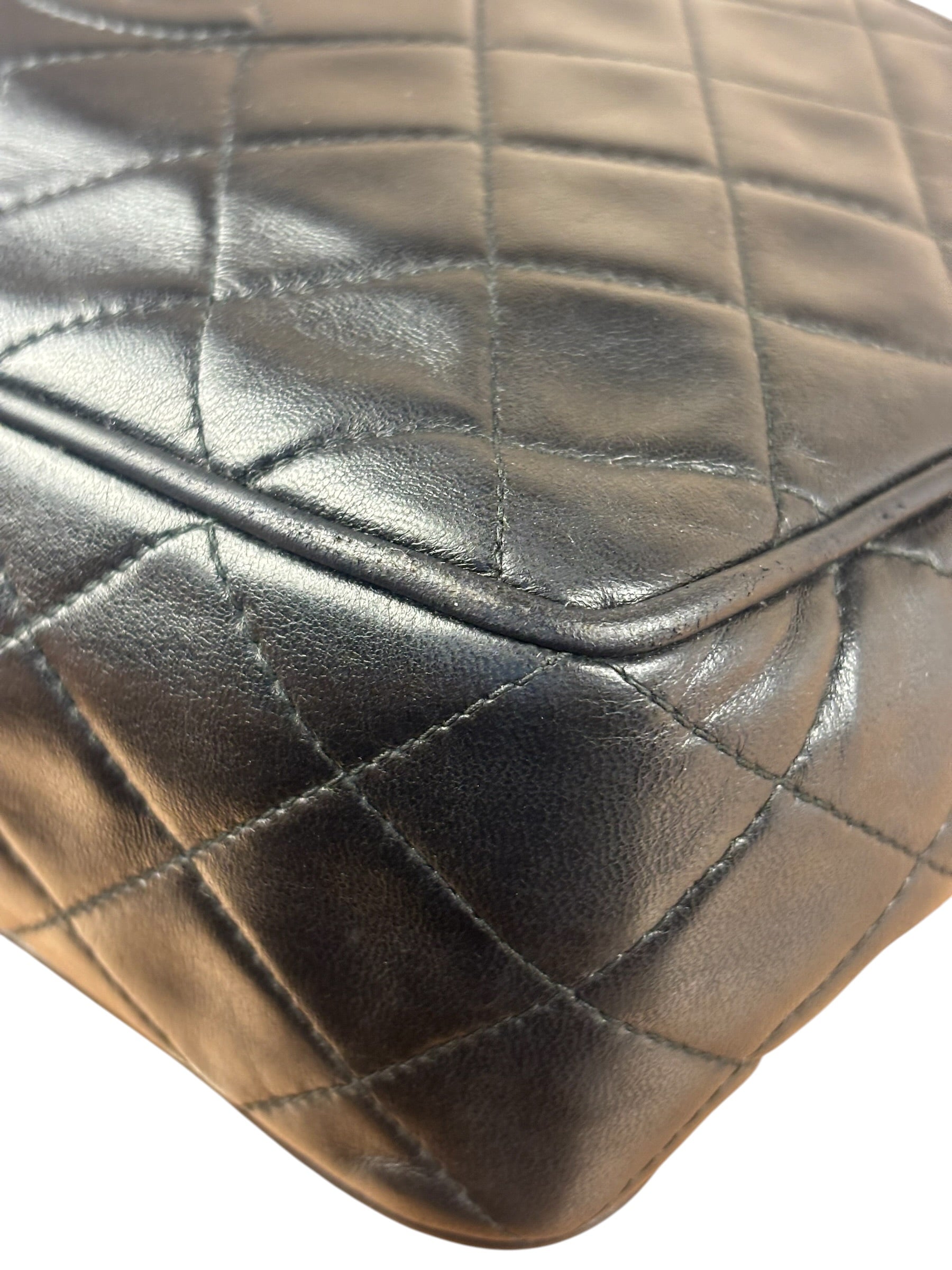 Chanel Vintage Black Quilted Leather Camera Crossbody Bag 1992
